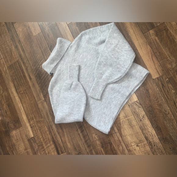 Topshop ballon sleeve turtleneck grey sweater 98$ boho spring knit glam classic - Picture 4 of 5
